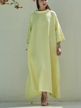 Фото товара: льняна простора сукня лимонна. Фото - 2.