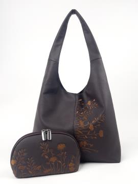 Фото товара: комлект (сумка та косметичка) n26102 темний шоколад. Фото - 1.